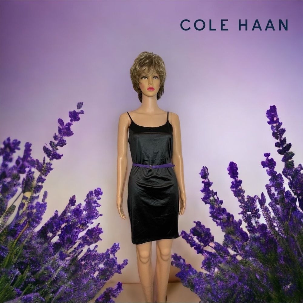 Cole Haan Slim Purple Belt with Silver Buckle